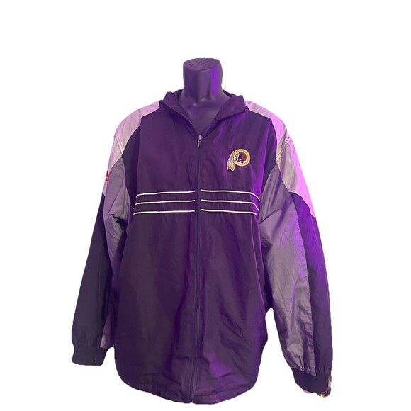 Vintage Washington Redskins Jacket Adult XL Black Gray White Windbreaker NFL - Picture 1 of 12